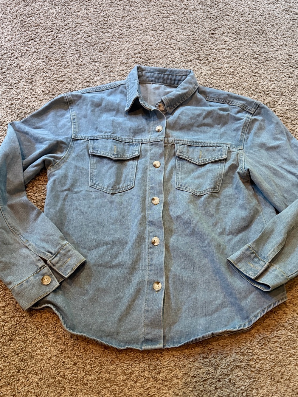 Light Wash Denim Button-Up Shirt